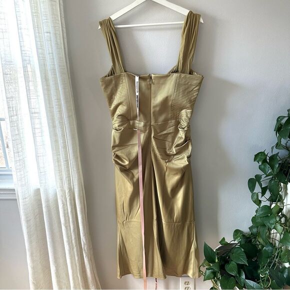 House of CB Natalya Olive Satin Corset Midi Dress - Picture 4 of 11